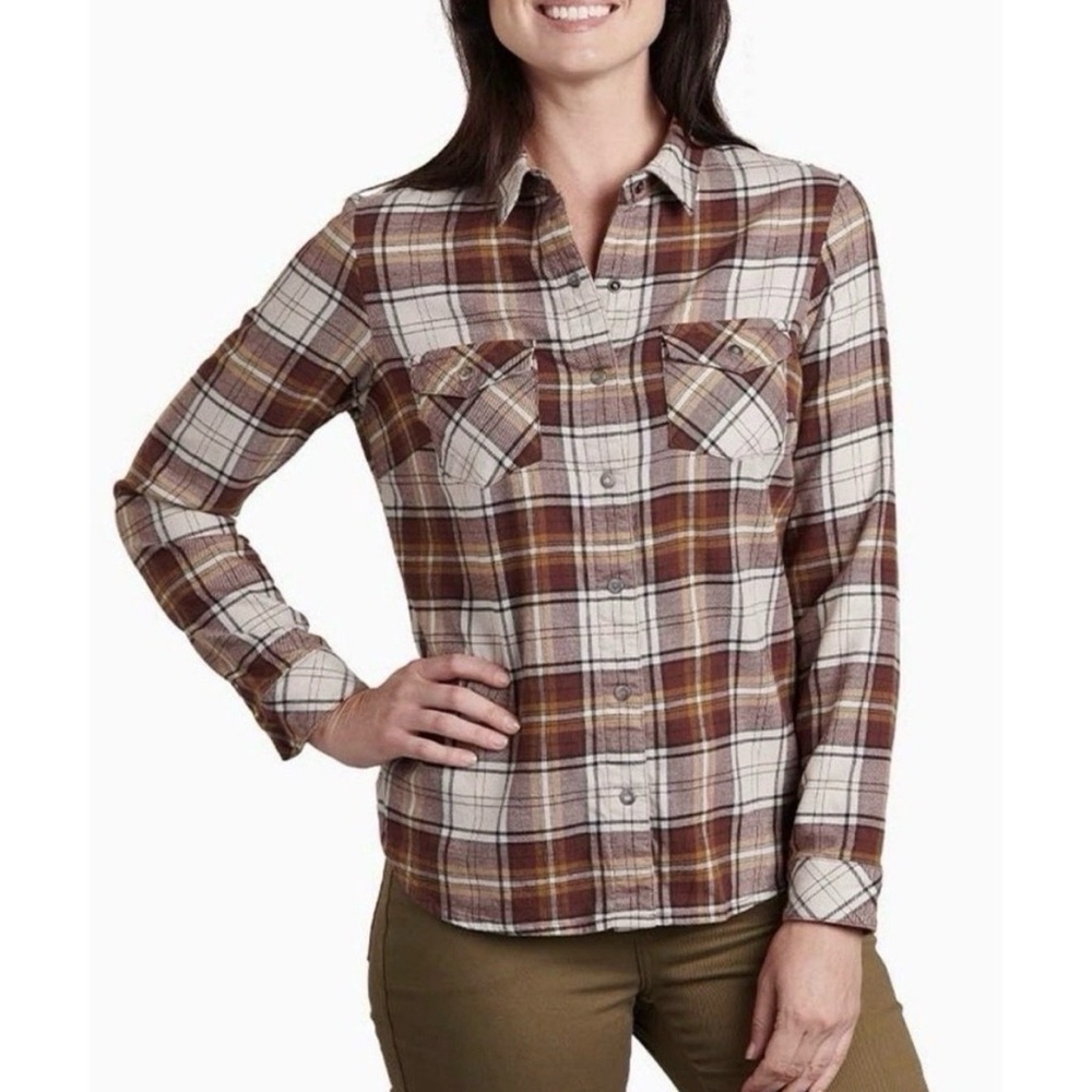 Kuhl  Sz M Tess Flannel Plaid Tan/Brown NWT